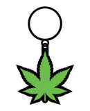 Wood Rocket Pot Leaf Keychain - Green