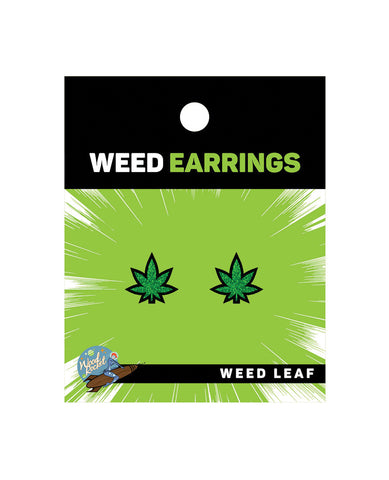 Wood Rocket Weed Earrings