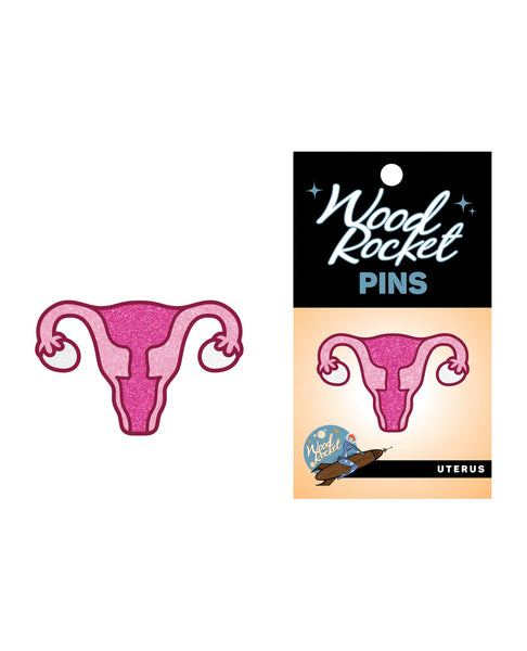 Wood Rocket Uterus Large Pin - Pink