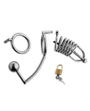 Master Series Condemned Penetration Cage w/Anal & Urethral Insertion - Silver