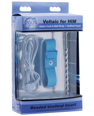 Zeus Voltaic for Him Estim Cock & Ball Strap w/Urethral Insert