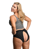 Strap U Lace Envy Crotchless Panty Harness - 3XL Black