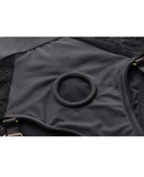 Strap U Laced Seductress Lace Crotchless Panty Harness w/Garter Straps - L/XL Black