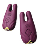 Zalo Nave Vibrating Nipple Clamps - Velvet Purple