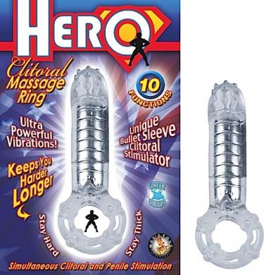 Hero Cockring & Clitoral Massager-clear