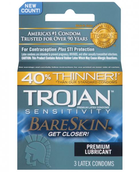 Trojan Bareskin Thinner Latex Condoms (3 Pack)