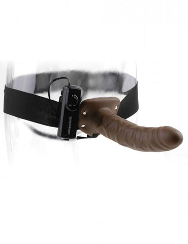 Fetish Fantasy 8in Vibrating Hollow Strap-on Brown