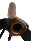 Fetish Fantasy 8in Vibrating Hollow Strap-on Brown