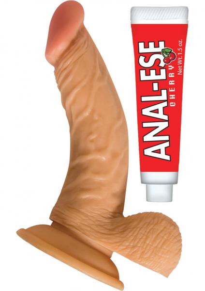 All American Whoppers 6.5 inches Curved Dong Balls + Anal Ese