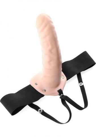 Hollow Strap On 8 inch Dildo - Beige