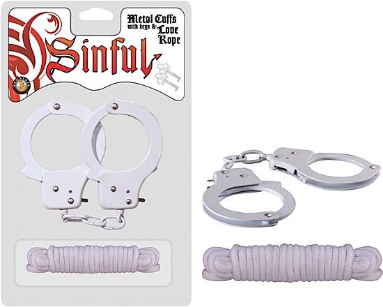 Sinful Metal Cuffs W/keys & Love Rope