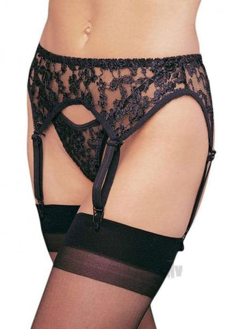 Lace Garter Belt Thong Plus Size Black