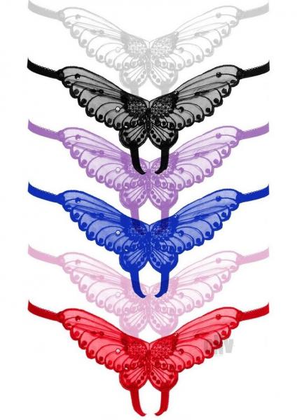 Butterfly Crotchless Panty W/pearl Sequin Detail Plus Size Assorted 12pk