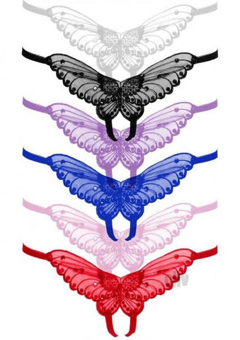 Butterfly Crotchless Panty W/pearl Sequin Detail Plus Size Assorted 12pk