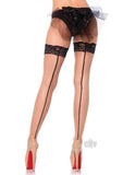 Stay Up Lace Top Backseam Fishnet Thigh Highs O/S Nude/Black