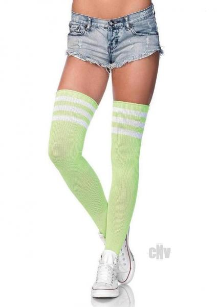 Athlete Thigh Highs with 3 Stripes Top O/S Neon Green