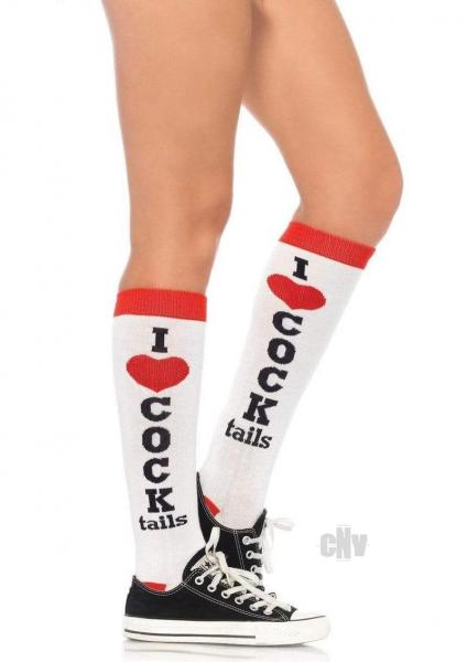 Cocktails Acrylic Knee Socks O/S White/Red