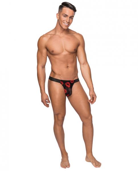 Male Power Kiss Me Micro Thong V Sheer Lips L/xl