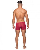 Male Power Seamless Sleek Sleek Short W/sheer Pouch Wine Small