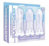 The 9's, Vibrating Sextenders, 3-pack, Nubbed, Contoured, Ribbed