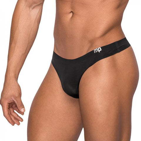 Male Power Seamless Sleek Sleek Thong W/sheer  Pouch Black Sm