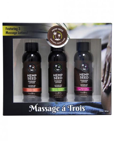 Earthly Body Gift Set Massage A Trois Includes: 2oz Isle Of You Massage Lotion, 2oz Skinny Dip Massa