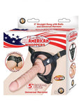 All American Whoppers 5 inches Straight Dong Beige & Universal Harness