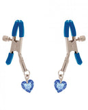 I'll Never Let Go Nipple Clamps Heart Charms Blue