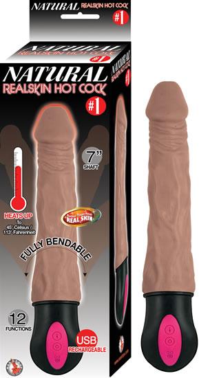 Natural Realskin Hot Cock #1 Fully Bendable 12 Function Usb Cord Included Waterproof Brown