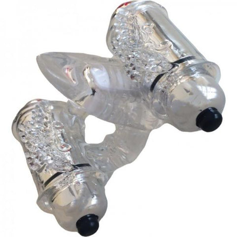 Wet Dreams Double Down Dual Motor Cock Ring With Power Bullet  And Stimulator Tongue With Motor