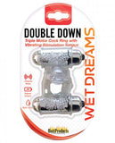 Wet Dreams Double Down Dual Motor Cock Ring With Power Bullet  And Stimulator Tongue With Motor