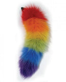 Rainbow Foxy Tail  Fur Tail With Stainless Steel Butt Plug