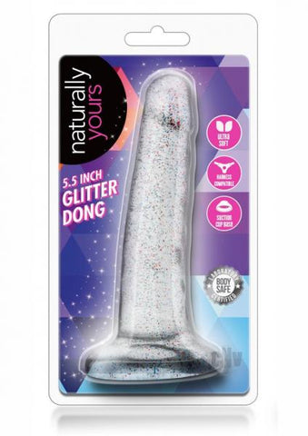 Naturally Yours - 5.5 Inch Glitter Dong - Sparkling Clear