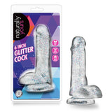 Naturally Yours - 6" Glitter Cock - Sparkling Clear