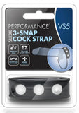 Performance - Vs5 - Silicone 3-snap Cock Strap - Black