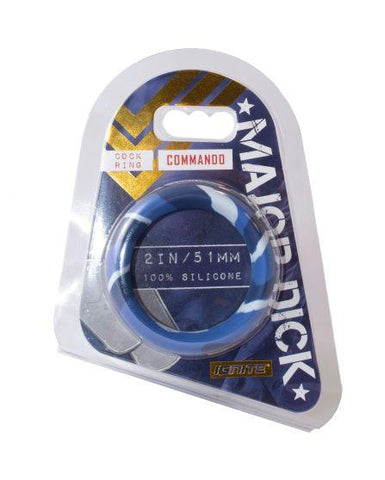 Major Dick Commando Cock Ring Blue Camo 2 inches