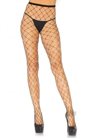 Iridescent Rhinestone Fence Net Tights. Black O/s