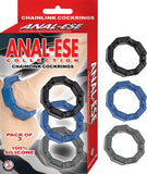 Anal-ese Collection Chainlink Cockrings Black,blue,grey