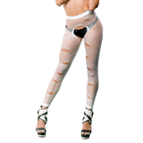 White Distressed Crotchless Legging