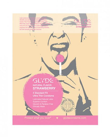 Glyde  Natural Flavor Condom Strawberry 4pk