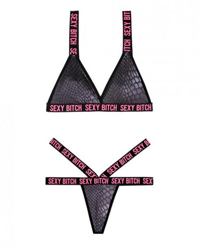 Vibes Sexy Bitch Reptile Print Set Blk M/l