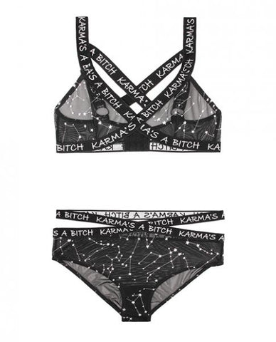 Vibes Karma's A Bitch Metallic Bra/pnty Blk M/l