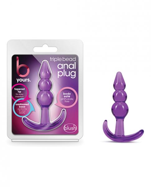 B Yours  Triple Bead Anal Plug Purple