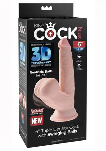 King Cock Triple Density Cock 6 In With Swinging Balls