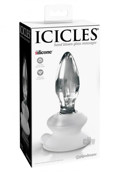 Icicles No. 91 - Glass Suction Cup Anal Plug - Clear