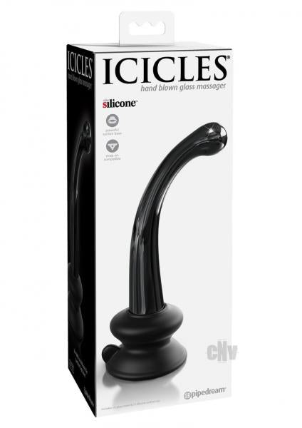 Icicles No. 87 - Glass Suction Cup G-spot Wand - Black