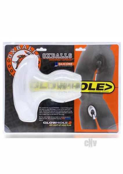 Oxballs Glowhole-2 Buttplug With Led Insert Large Clear Frost