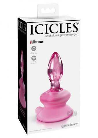 Icicles No. 90 - Glass Suction Cup Anal Plug - Pink