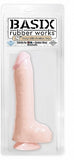 Basix Rubber 8 inches Dong With Suction Cup Beige