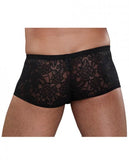 Male Power Stretch Lace Mini Shorts Black XL